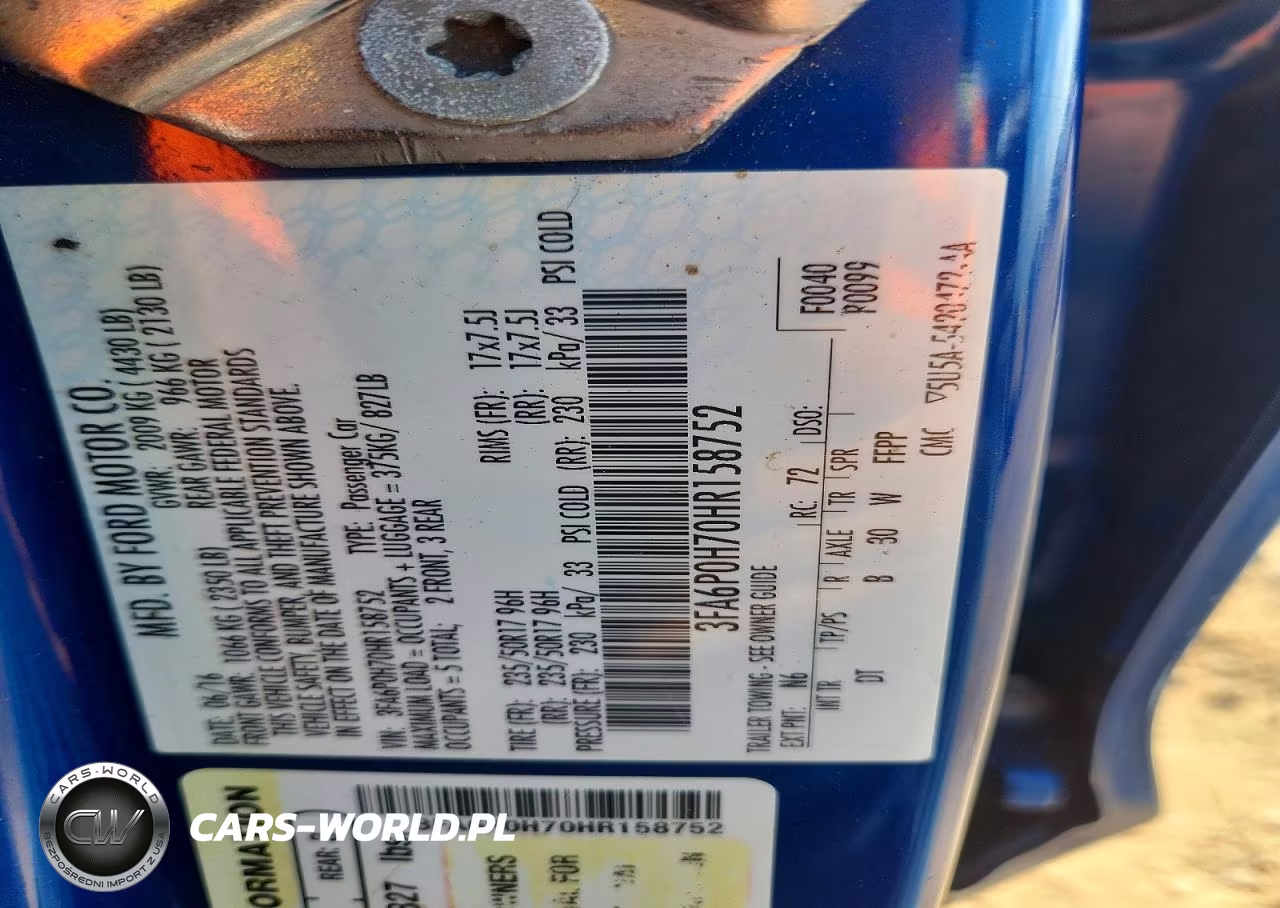 FORD FUSION SE VIN:3FA6P0H70HR158752 - 12