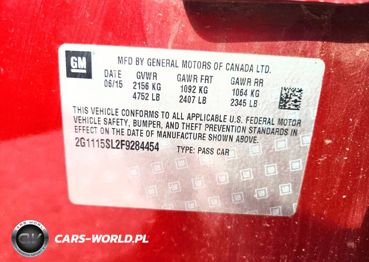 2015 Chevrolet Impala Lt VIN:2G1115SL2F9284454 - 13