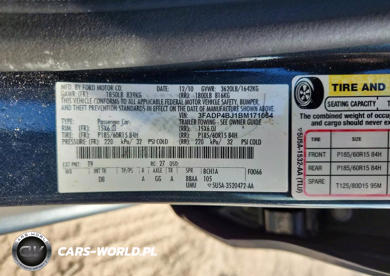 2011 Ford Fiesta Se VIN:3FADP4BJ1BM171064 - 12