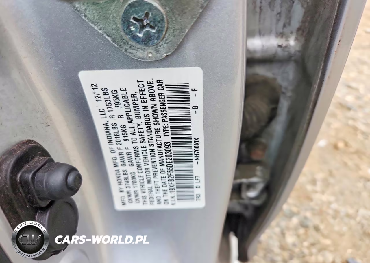2013 Honda Civic Lx VIN:19XFB2F55DE203093 - 12
