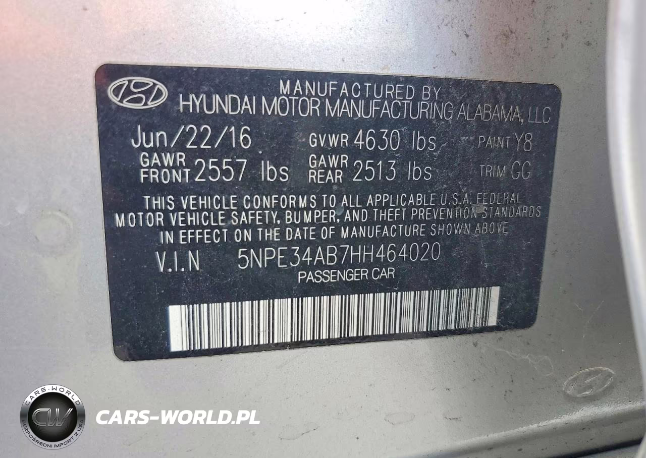 2017 Hyundai Sonata Sport 2.0T VIN:5NPE34AB7HH464020 - 12