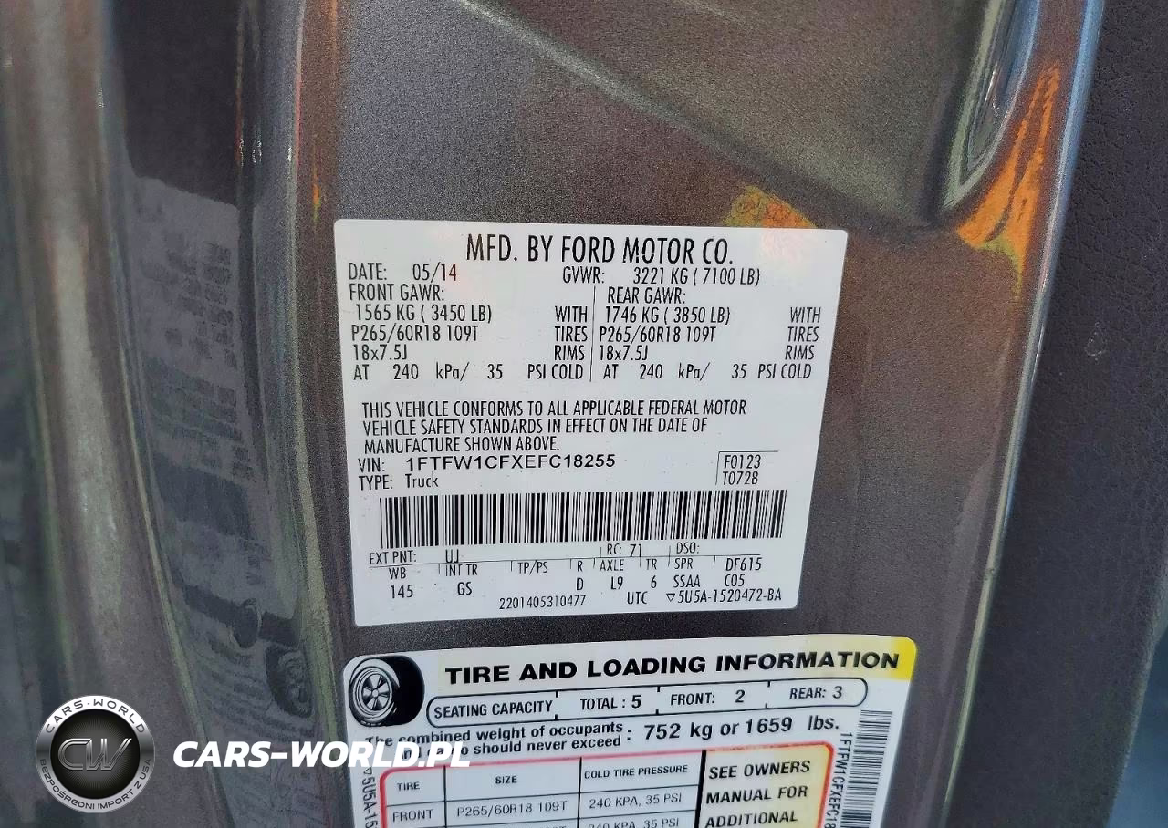2014 Ford F150 Supercrew VIN:1FTFW1CFXEFC18255 - 12