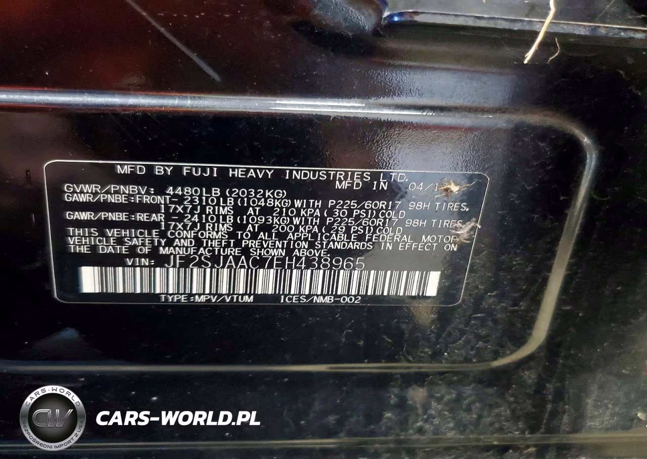 2014 Subaru Forester 2.5I VIN:JF2SJAAC7EH438965 - 12