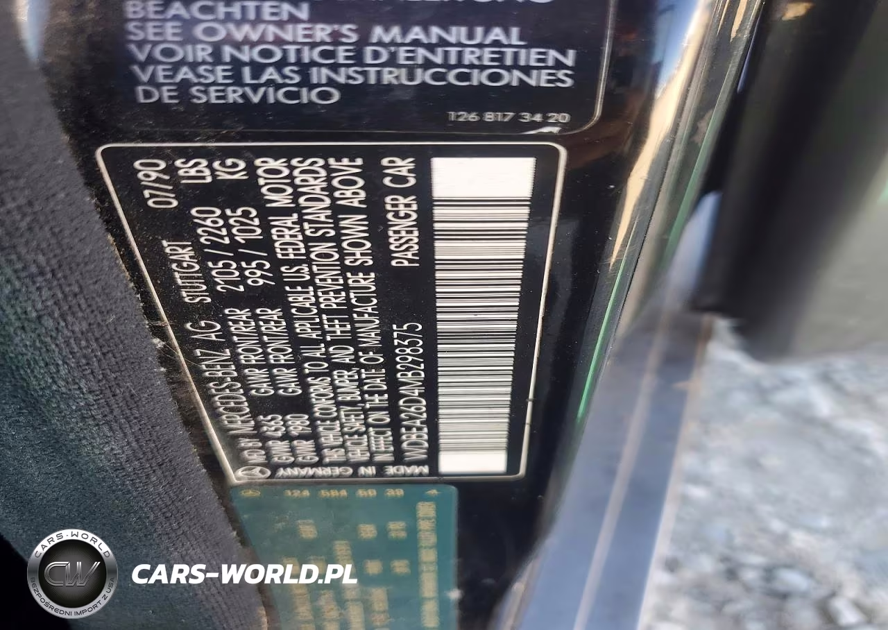 1991 Mercedes-Benz 300 E 2.6 VIN:WDBEA26D4MB298375 - 12