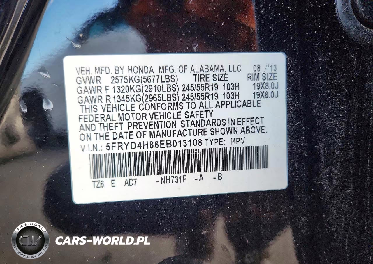 2014 Acura Mdx Advance VIN:5FRYD4H86EB013108 - 13