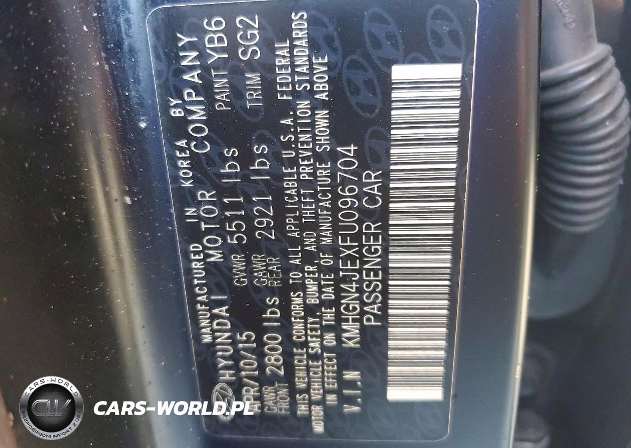 2015 Hyundai Genesis 3.8L VIN:KMHGN4JEXFU096704 - 12