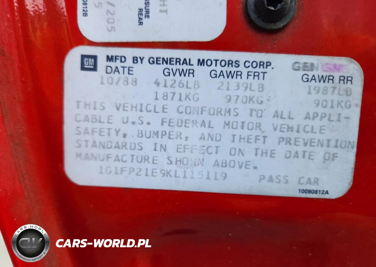 1989 Chevrolet Camaro VIN:1G1FP21E9KL115119 - 12