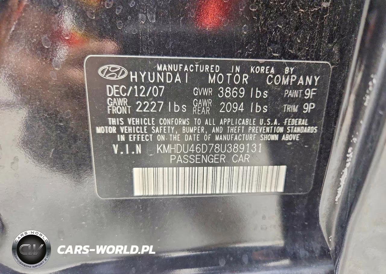 2008 Hyundai Elantra Gls VIN:KMHDU46D78U389131 - 12
