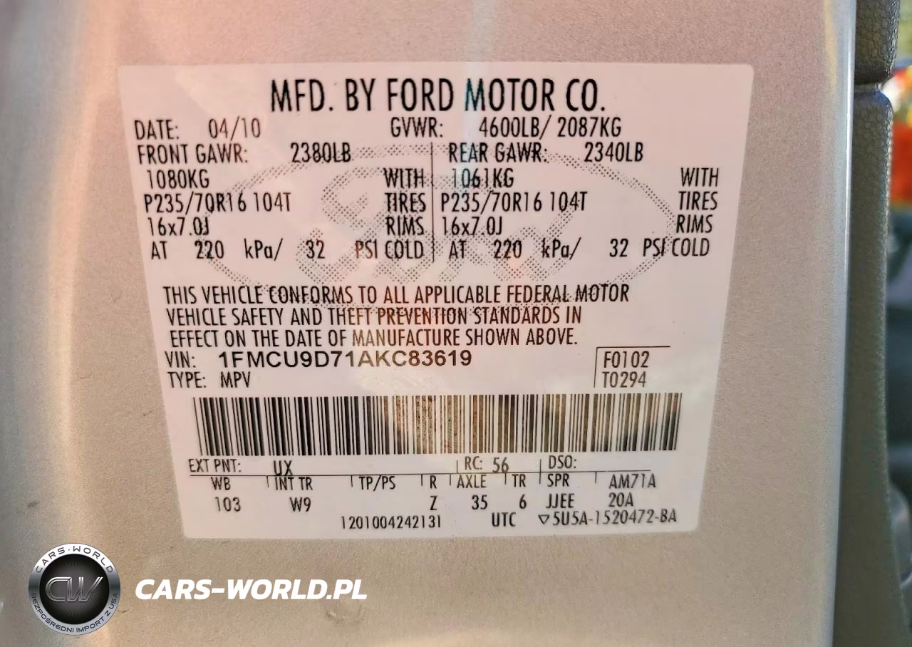 2010 Ford Escape Xlt VIN:1FMCU9D71AKC83619 - 13
