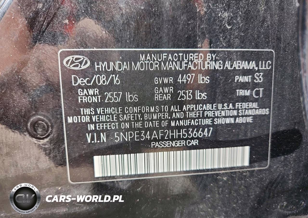 2017 Hyundai Sonata Sport VIN:5NPE34AF2HH536647 - 12