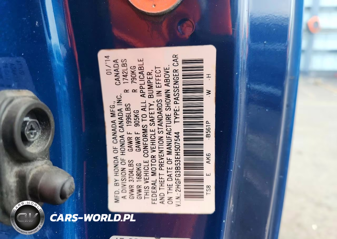 2014 Honda Civic Lx VIN:2HGFG3B53EH507544 - 12