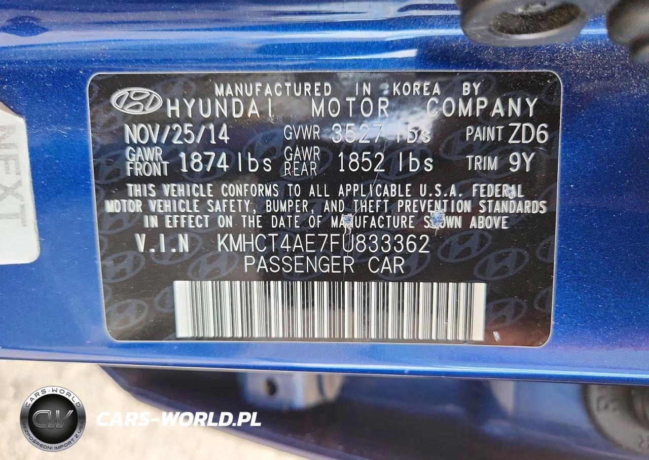 2015 Hyundai Accent Gls VIN:KMHCT4AE7FU833362 - 13
