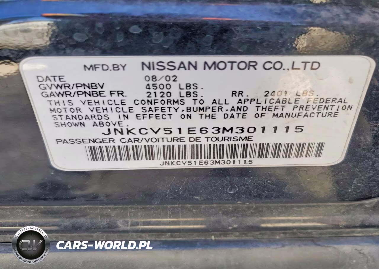 2003 Infiniti G35 Base VIN:JNKCV51E63M301115 - 12