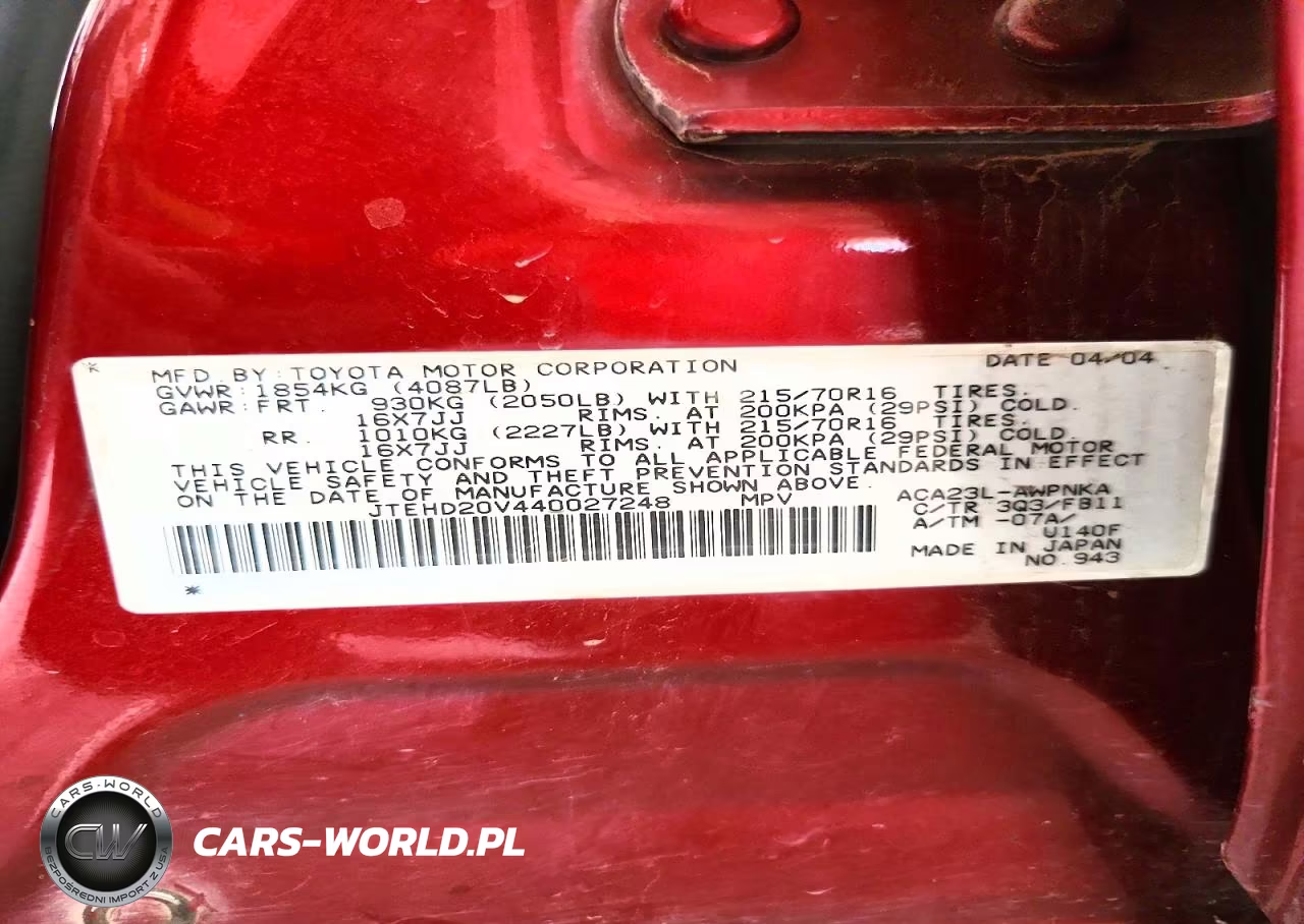 2004 Toyota Rav4 Base VIN:JTEHD20V440027248 - 12