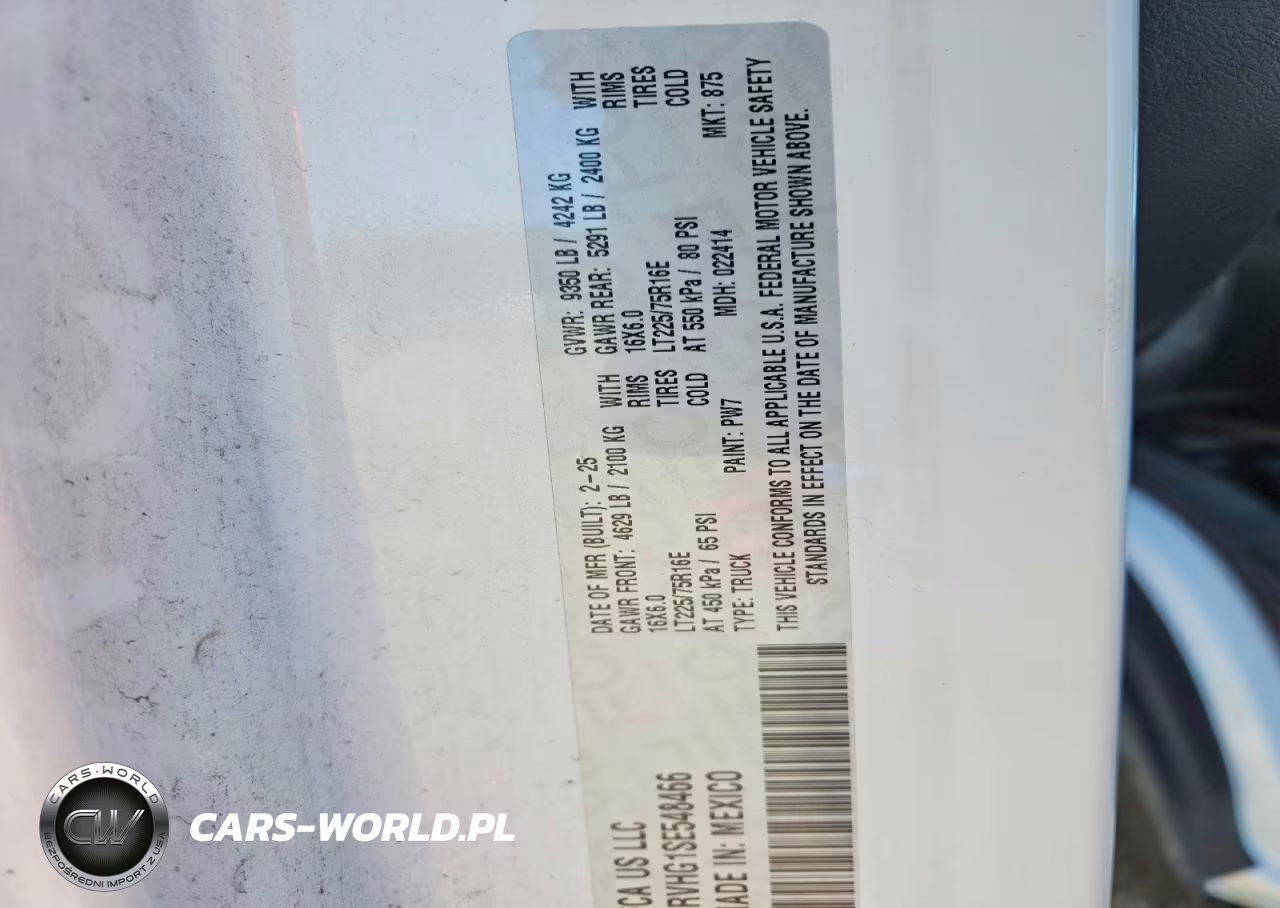 2025 Ram Promaster 3500 Delivery Van VIN:3C6MRVHG1SE548466 - 13