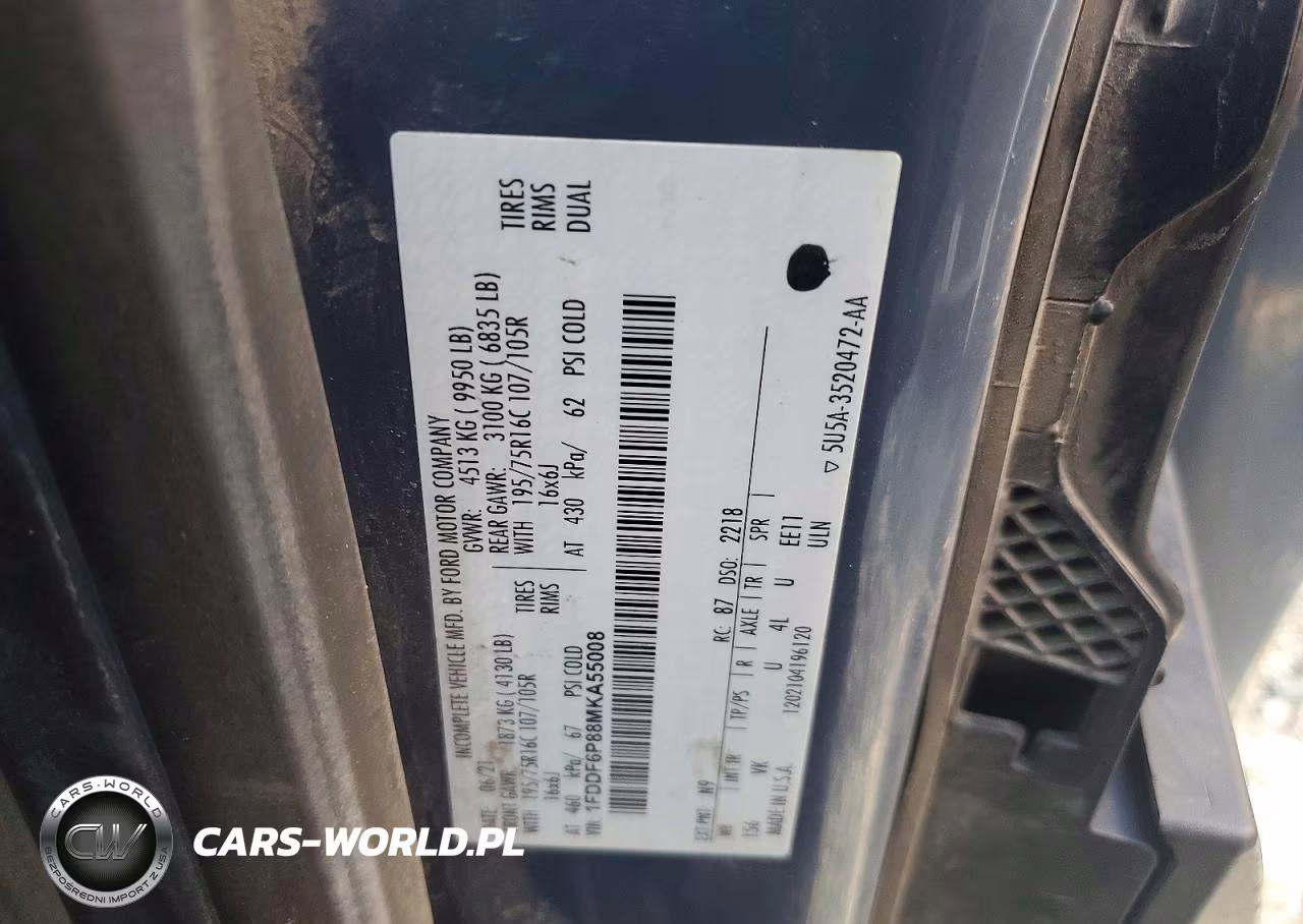 2021 Ford Transit Delivery Truck VIN:1FDDF6P88MKA55008 - 13