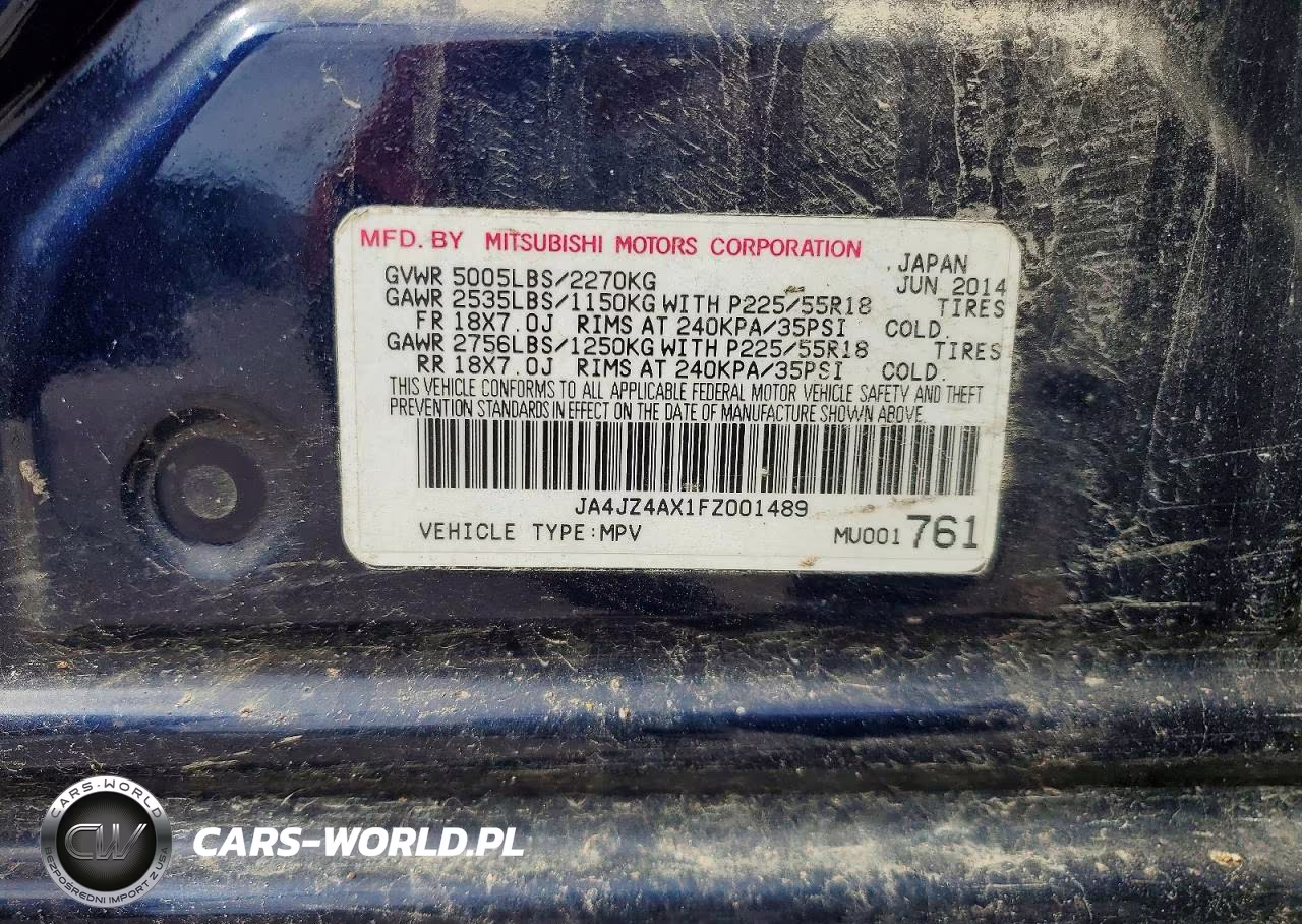2015 Mitsubishi Outlander Gt VIN:JA4JZ4AX1FZ001489 - 13