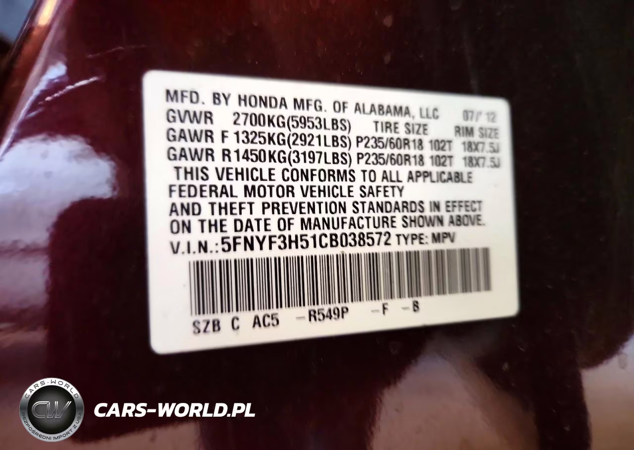 2012 Honda Pilot Exl VIN:5FNYF3H51CB038572 - 13