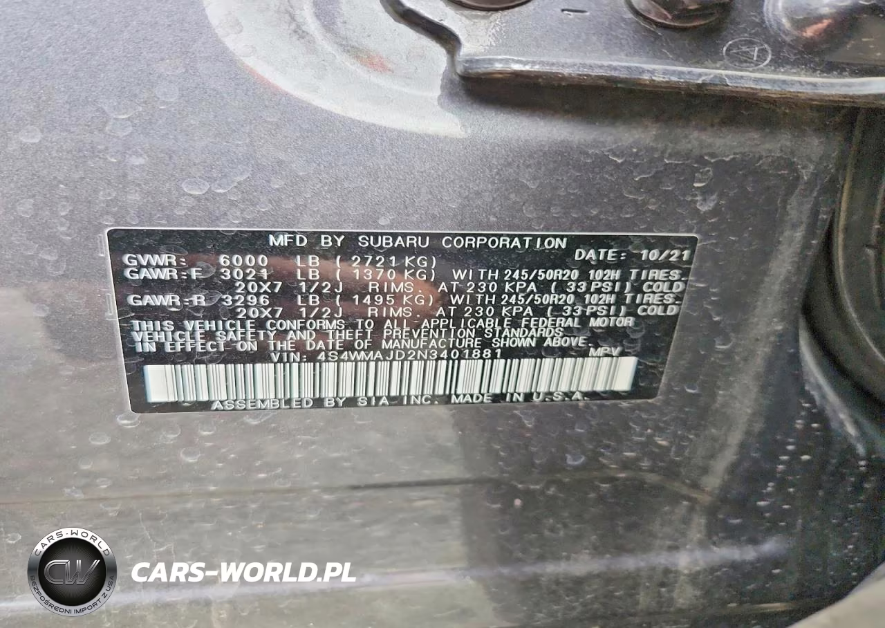 2022 Subaru Ascent Onyx Edition VIN:4S4WMAJD2N3401881 - 14