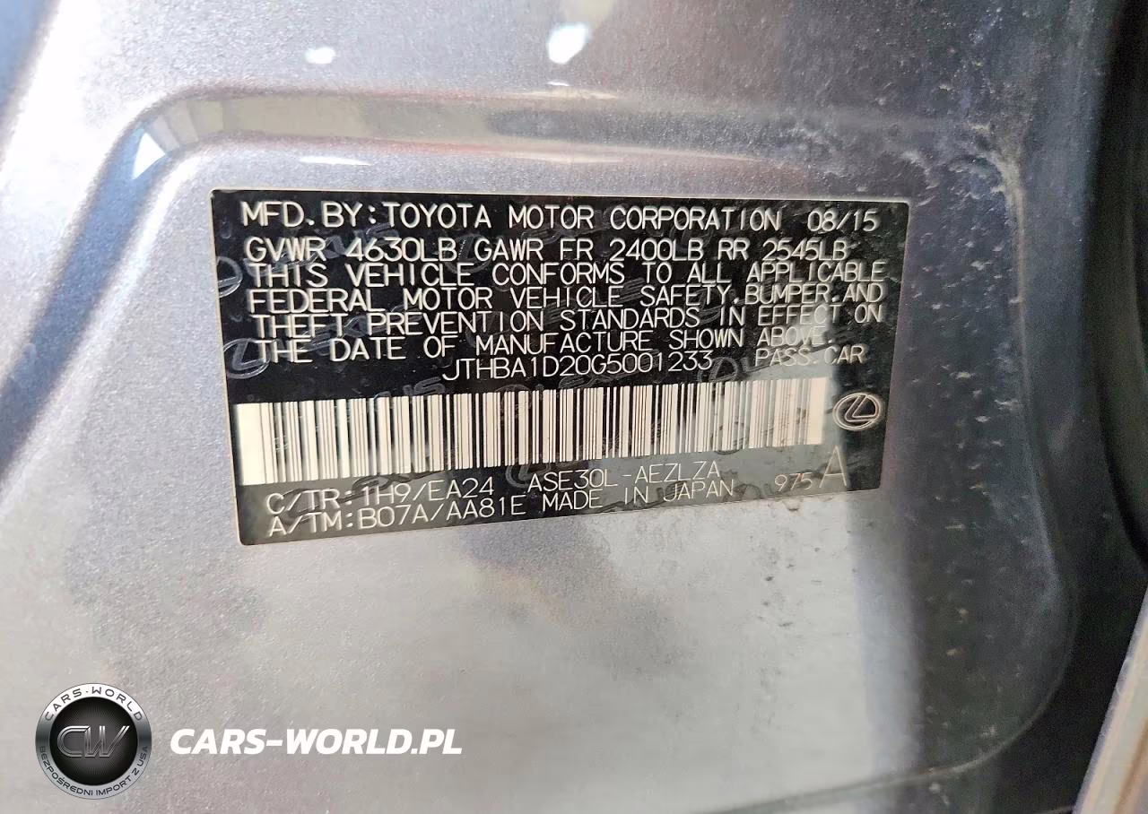 2016 Lexus Is 200T VIN:JTHBA1D20G5001233 - 12
