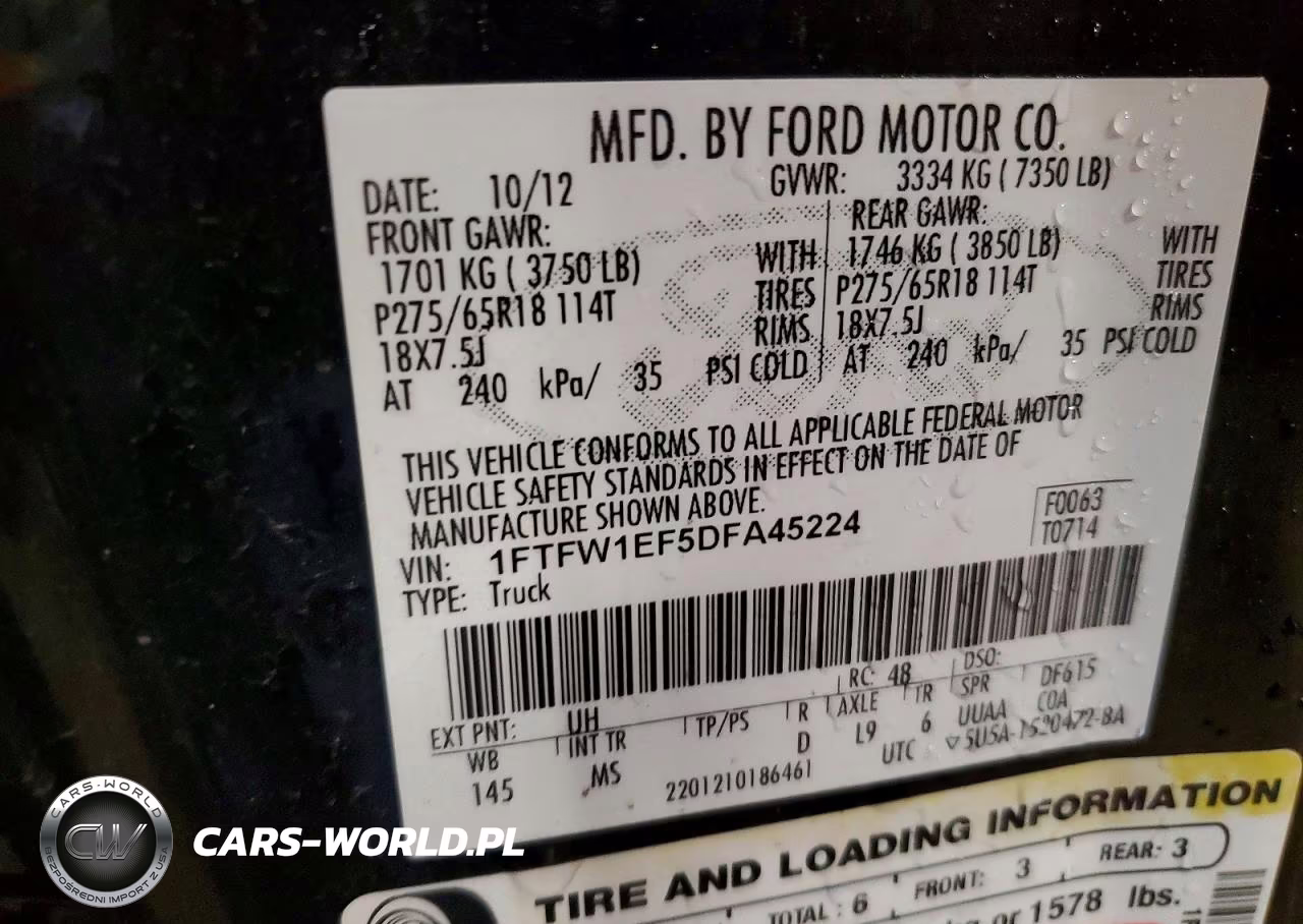 2013 Ford F150 Supercrew VIN:1FTFW1EF5DFA45224 - 12