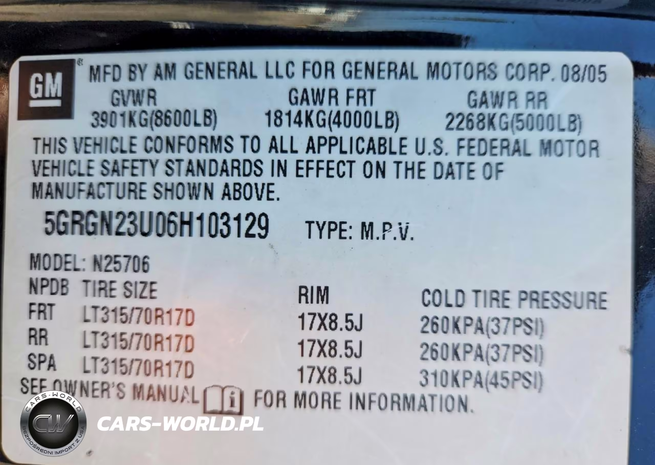2006 Hummer H2 VIN:5GRGN23U06H103129 - 13