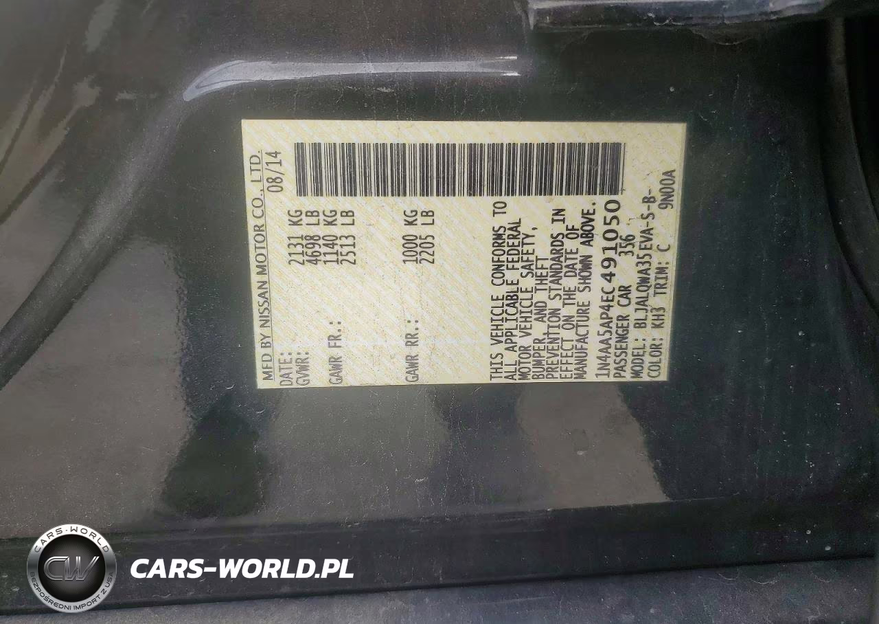 2014 Nissan Maxima 3.5 S VIN:1N4AA5AP4EC491050 - 12