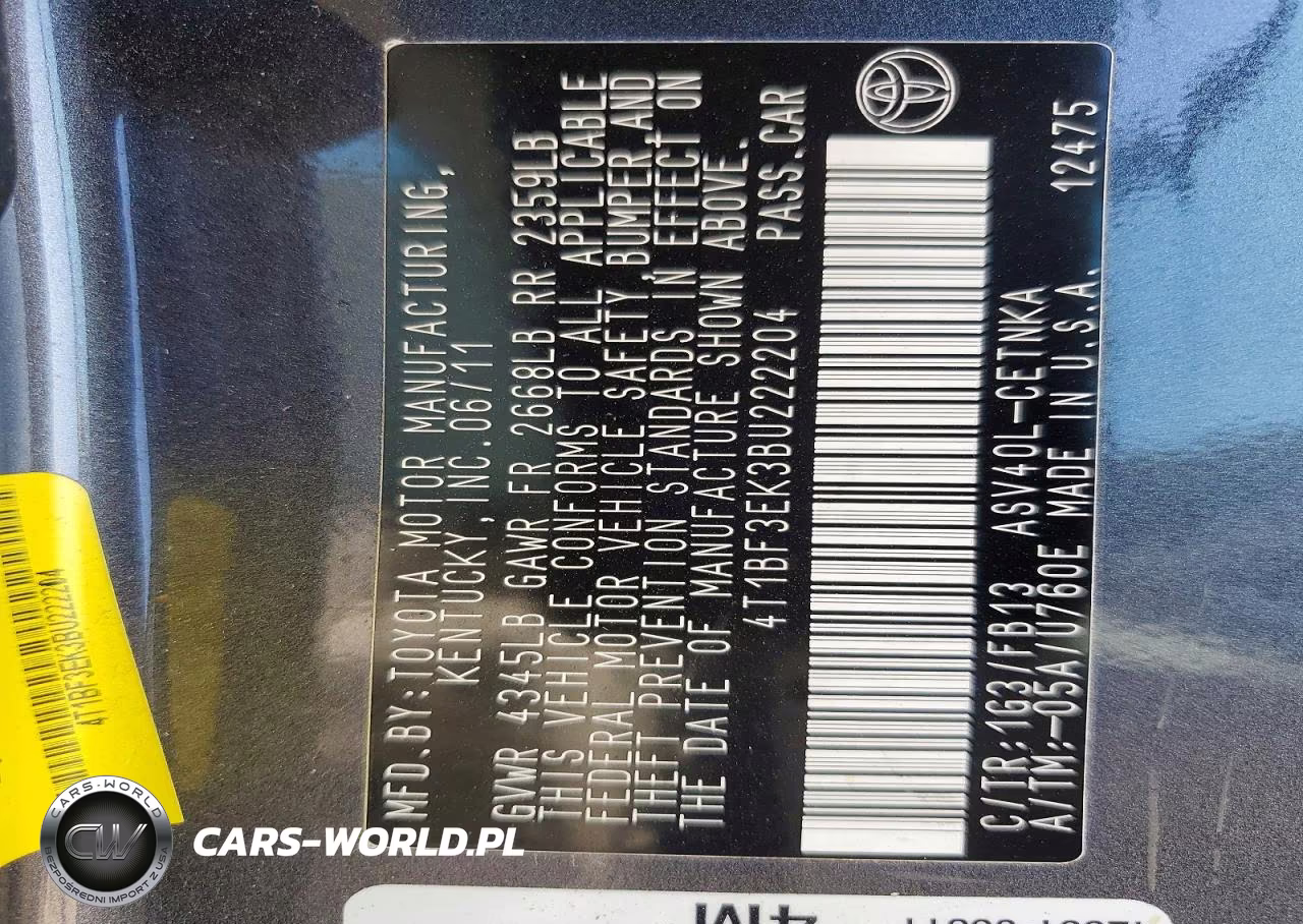 2011 Toyota Camry Le VIN:4T1BF3EK3BU222204 - 13