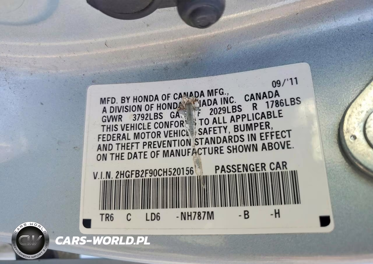 2012 Honda Civic Exl VIN:2HGFB2F90CH520156 - 12