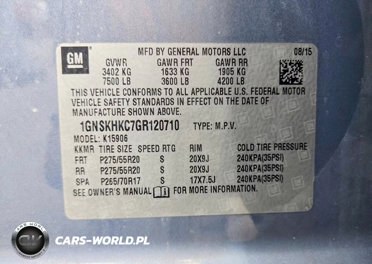 2016 Chevrolet Suburban K1500 Lt VIN:1GNSKHKC7GR120710 - 14