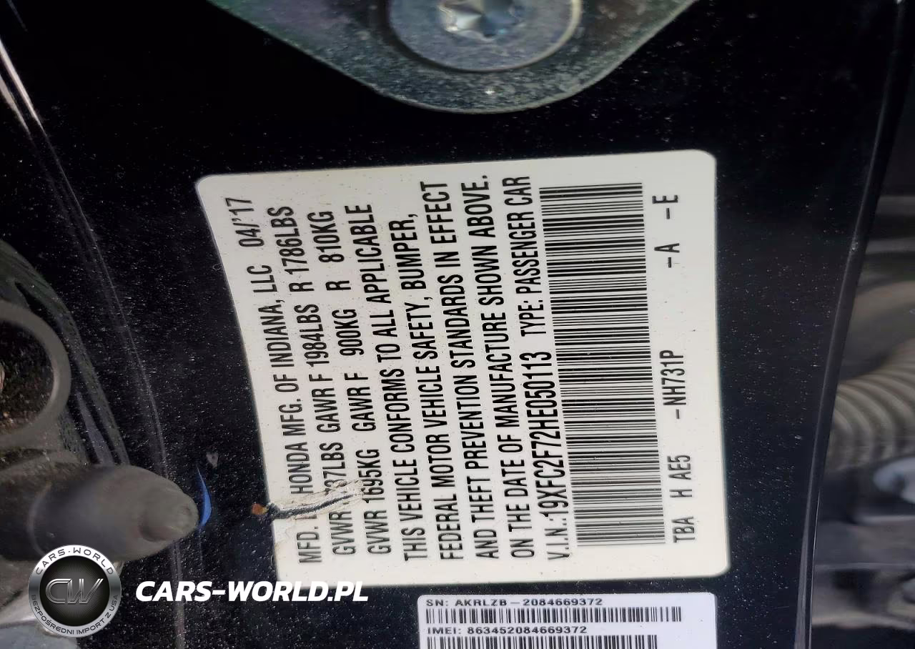 2017 Honda Civic Ex VIN:19XFC2F72HE050113 - 12