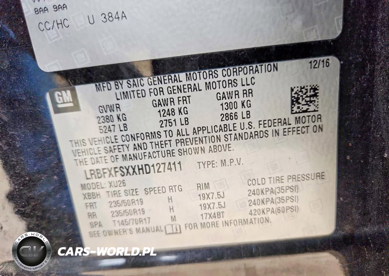 2017 Buick Envision Premium Ii VIN:LRBFXFSXXHD127411 - 13