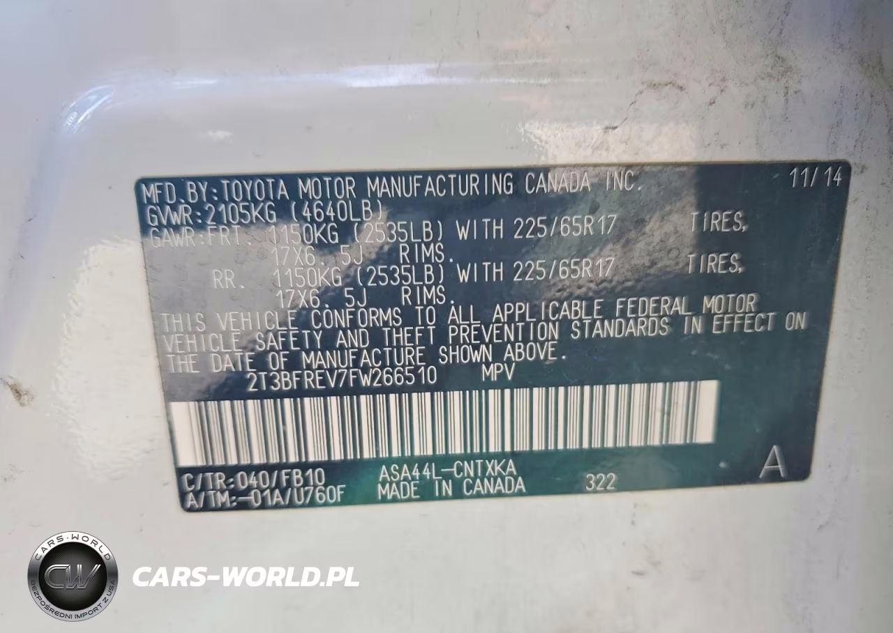 2015 Toyota Rav4 Le VIN:2T3BFREV7FW266510 - 12