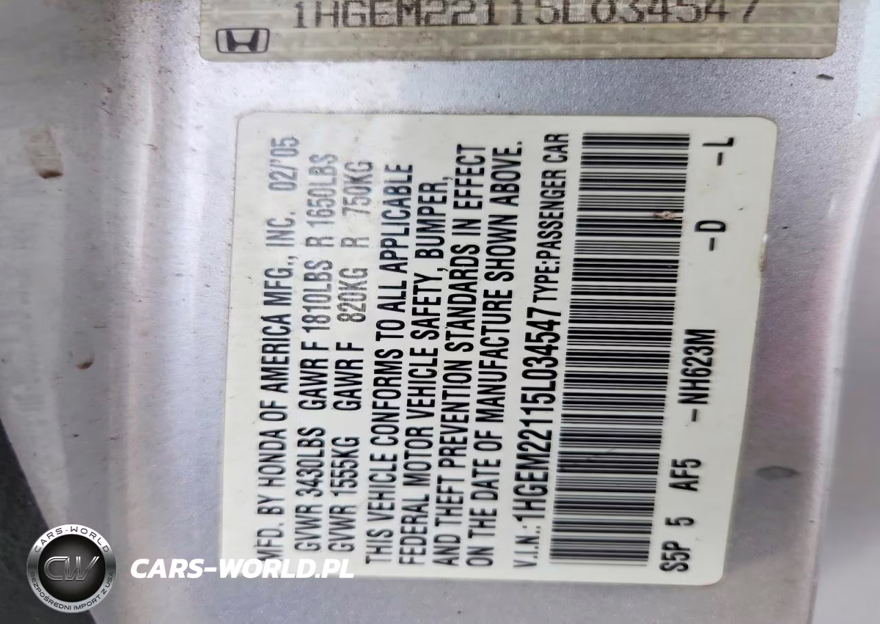 2005 Honda Civic Dx Vp VIN:1HGEM22115L034547 - 12