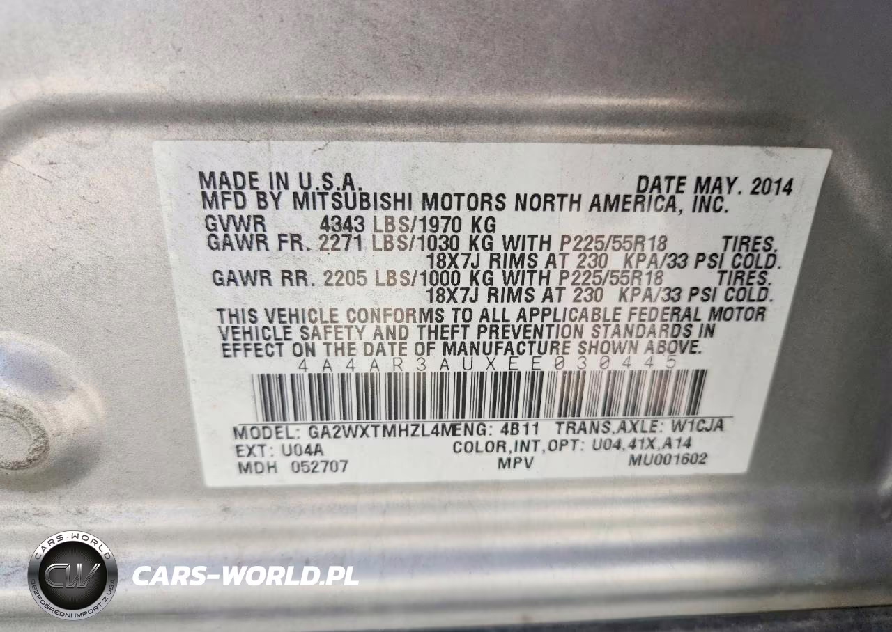 2014 Mitsubishi Outlander Sport Es VIN:4A4AR3AUXEE030445 - 12