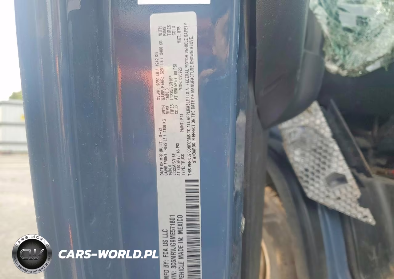 2021 Ram Promaster 3500 Delivery Van VIN:3C6MRVJG9ME571801 - 13