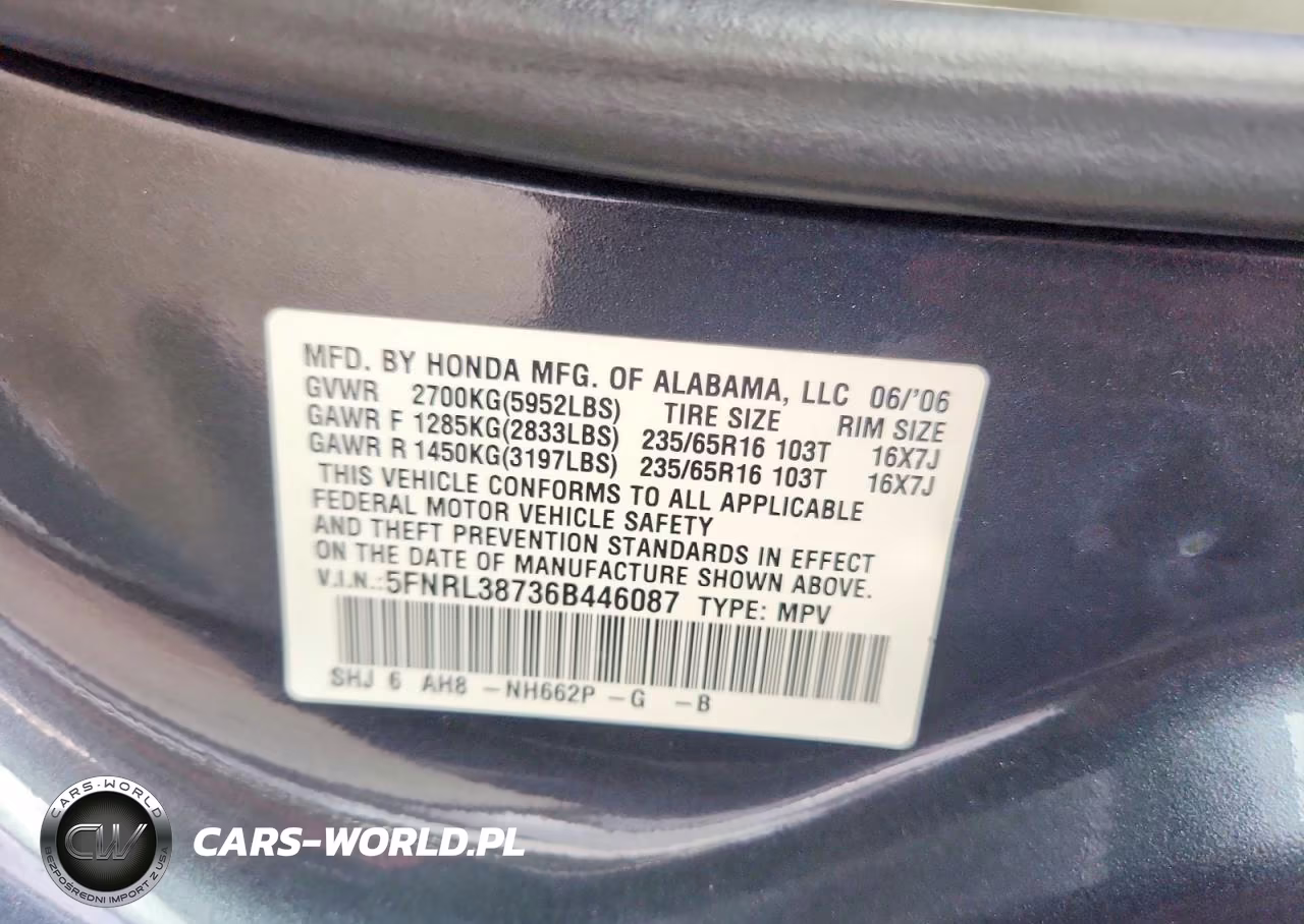 2006 Honda Odyssey Exl VIN:5FNRL38736B446087 - 14