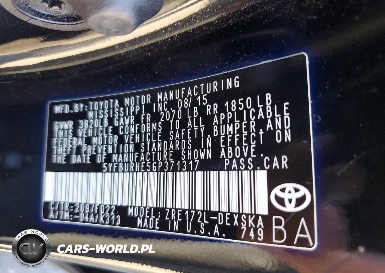2016 Toyota Corolla S Plus VIN:5YFBURHE5GP371317 - 12