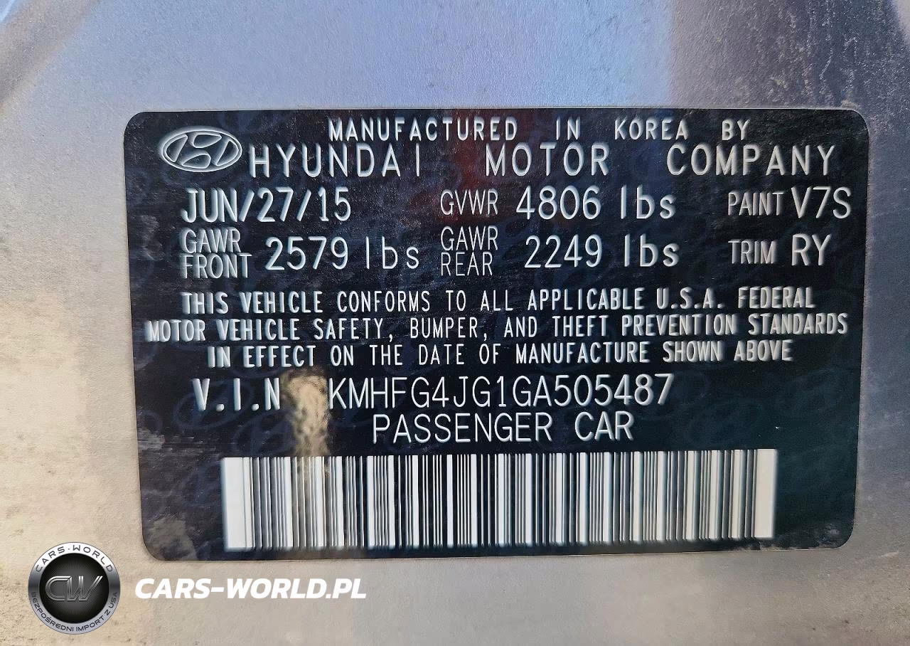2016 Hyundai Azera Base VIN:KMHFG4JG1GA505487 - 12