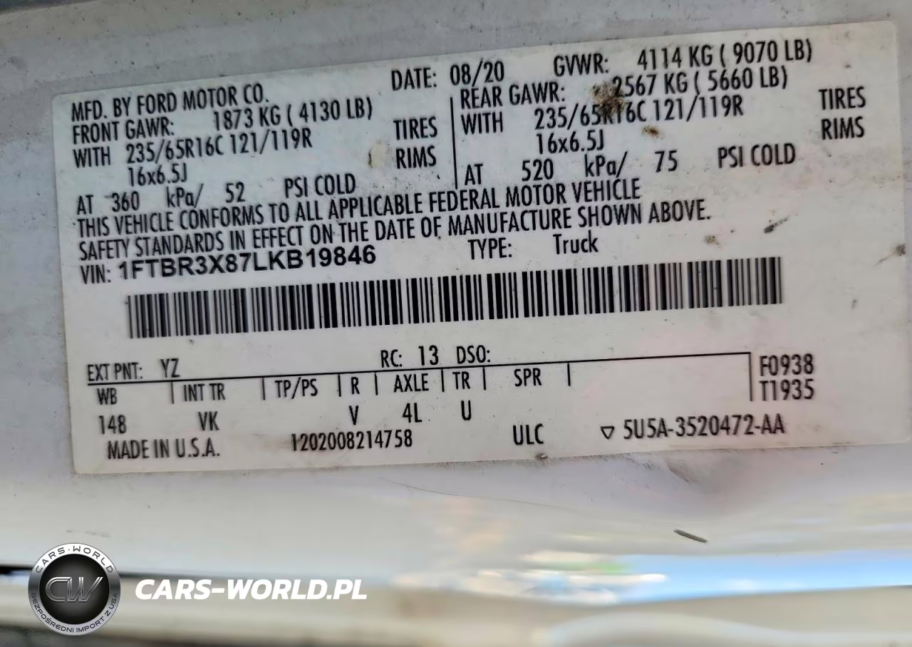2020 Ford Transit 250 Delivery Van VIN:1FTBR3X87LKB19846 - 14