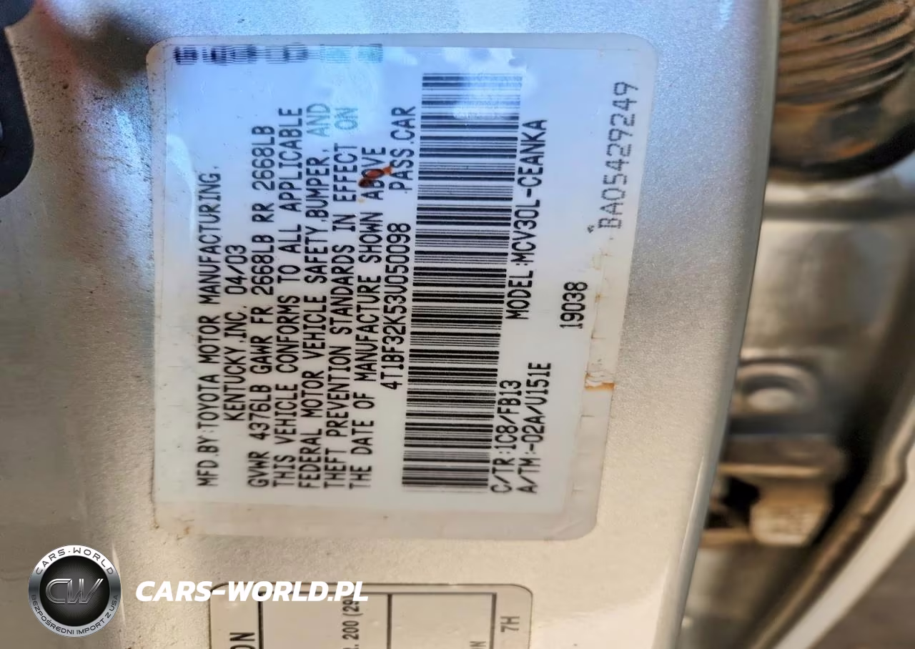 2003 Toyota Camry Le V6 VIN:4T1BF32K53U050098 - 12