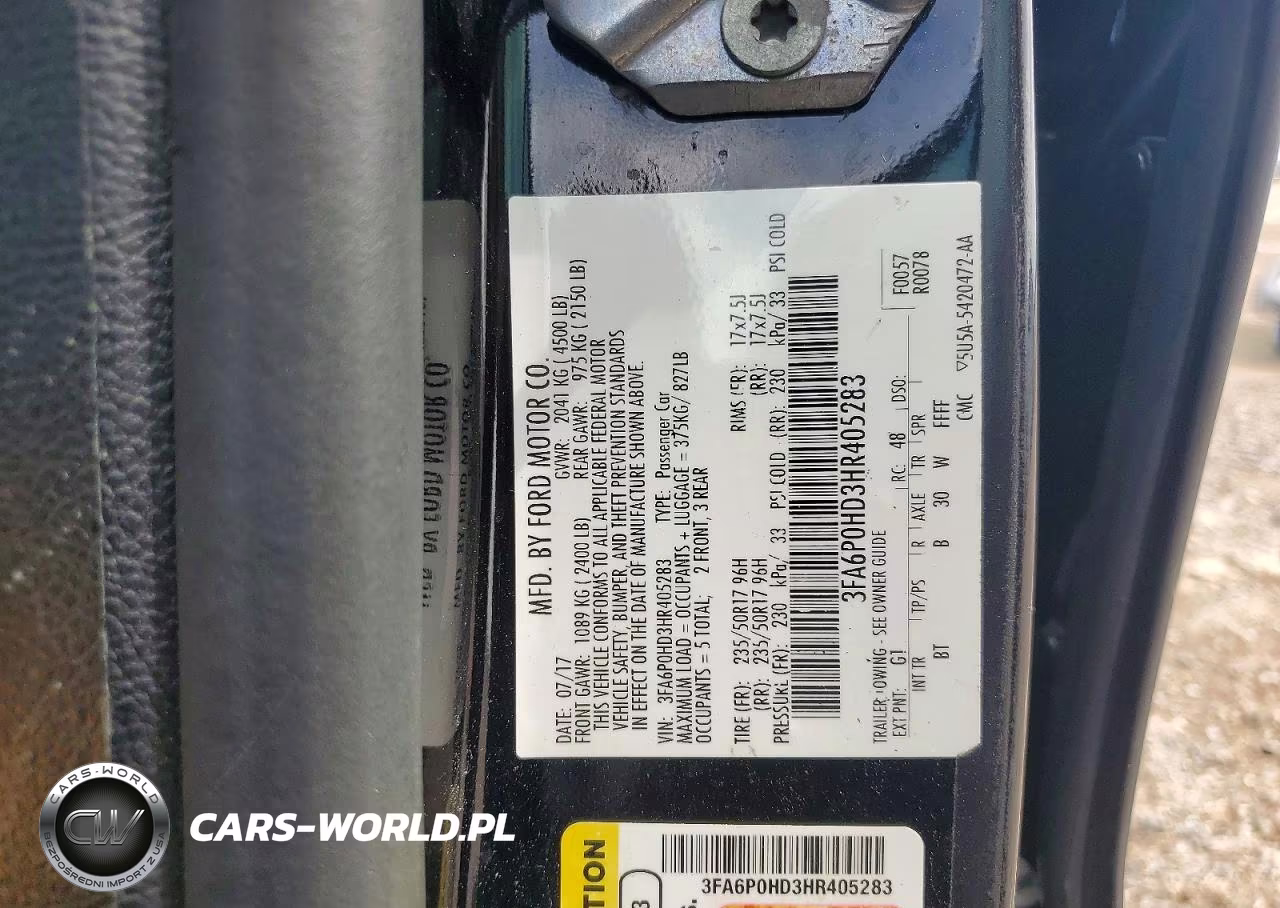 2017 Ford Fusion Se VIN:3FA6P0HD3HR405283 - 13