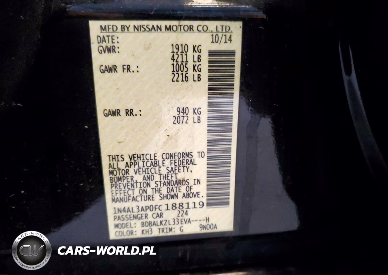 2015 Nissan Altima 2.5 Sv VIN:1N4AL3AP0FC188119 - 12