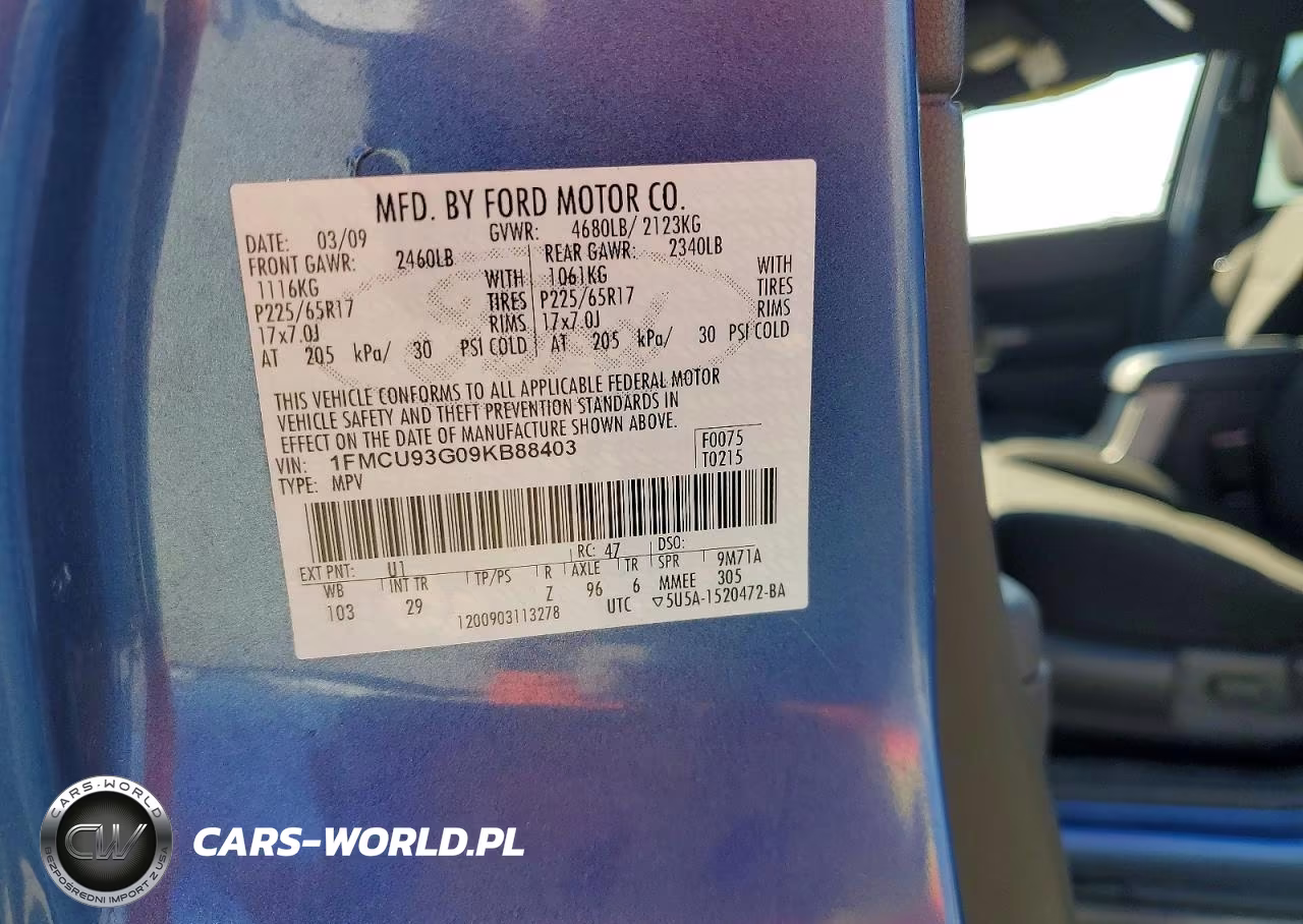 2009 Ford Escape Xlt VIN:1FMCU93G09KB88403 - 14
