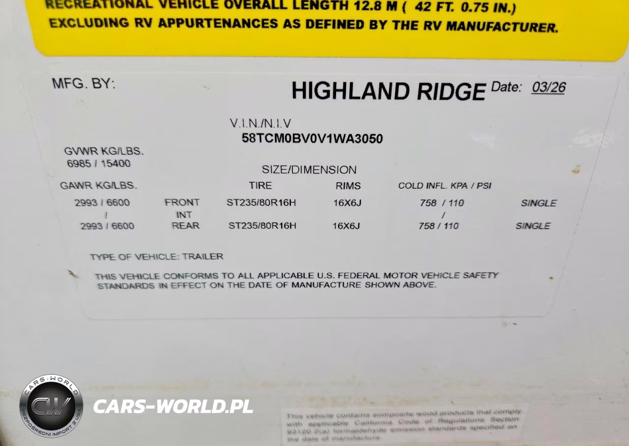 2027 Open Range Highland Ridge VIN:58TCM0BV0V1WA3050 - 10