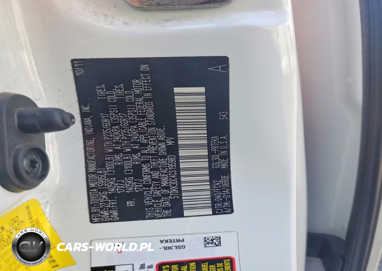 2012 Toyota Sienna Le VIN:5TDKK3DC4CS195983 - 13