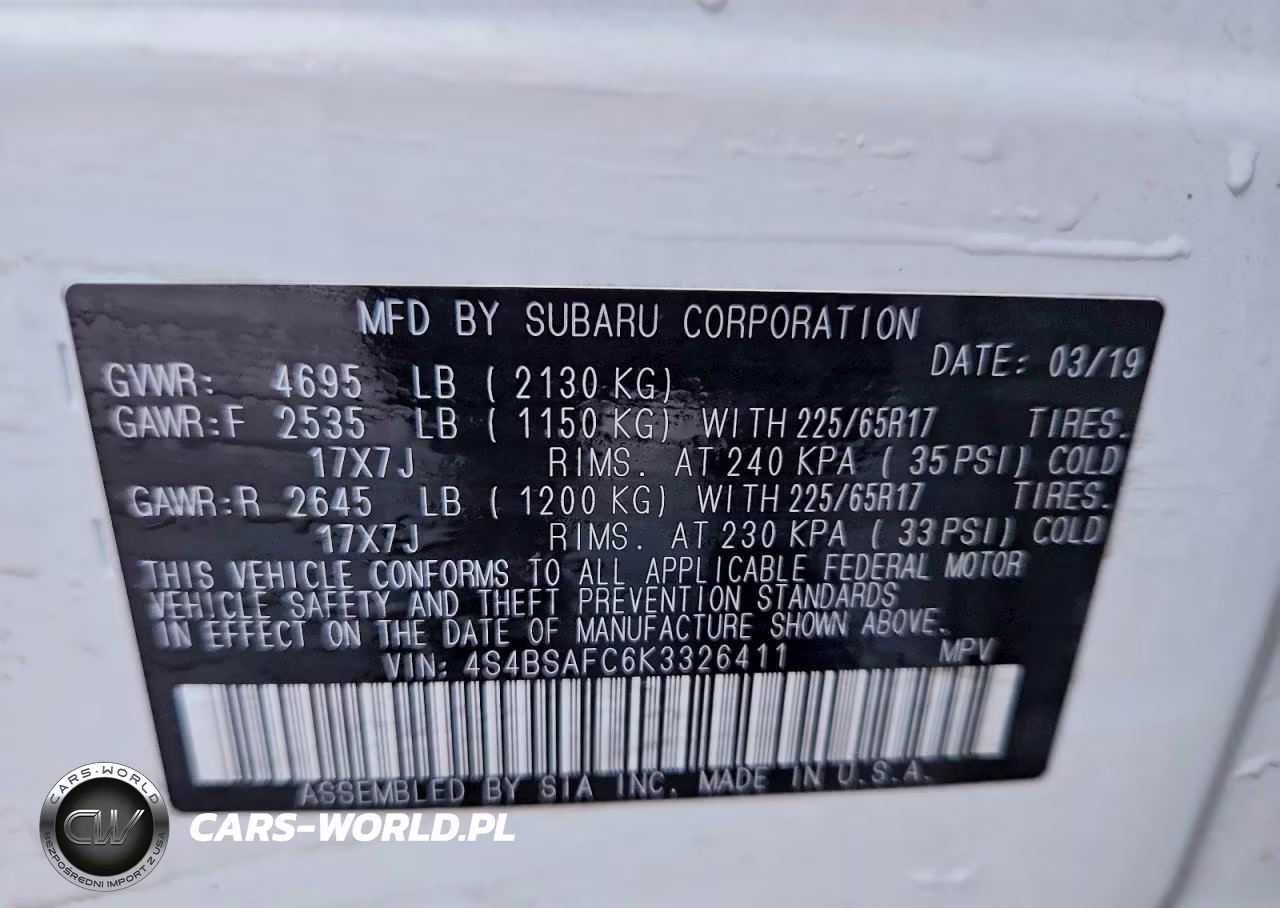 2019 Subaru Outback 2.5I Premium VIN:4S4BSAFC6K3326411 - 13