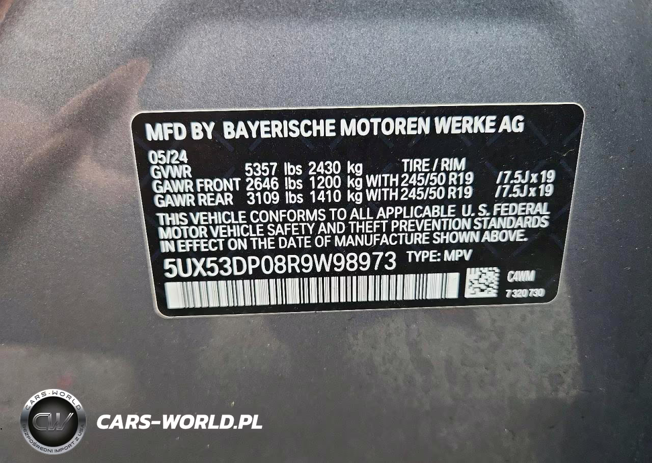 2024 BMW X3 xDrive30I VIN:5UX53DP08R9W98973 - 13