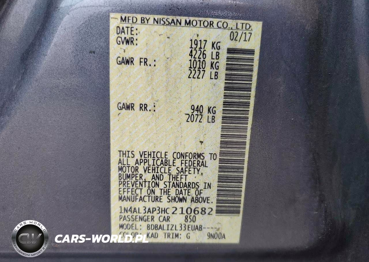 2017 Nissan Altima 2.5 Sv VIN:1N4AL3AP3HC210682 - 13
