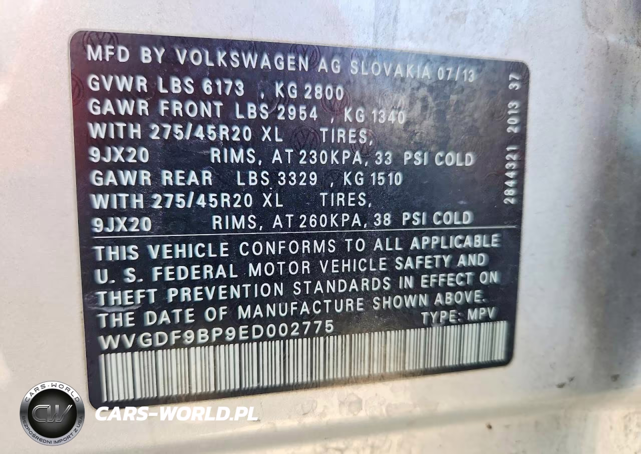 2014 Volkswagen Touareg V6 VIN:WVGDF9BP9ED002775 - 14